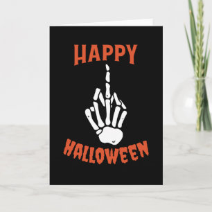 Skeleton Middle Finger Happy Halloween Kaart