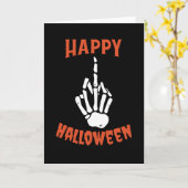 Skeleton Middle Finger Happy Halloween Kaart (Gele Bloem)