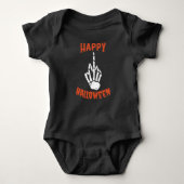 Skeleton Middle Finger Happy Halloween Romper (Voorkant)