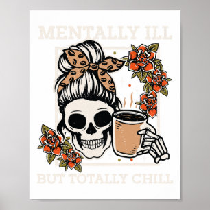 Skeleton Minaal Il, maar volledig Chill Halloween Poster