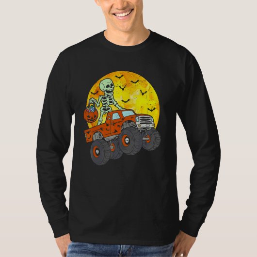 Skeleton Monster Truck Moon Candy Toddler Boys Hal T-shirt (Voorkant)