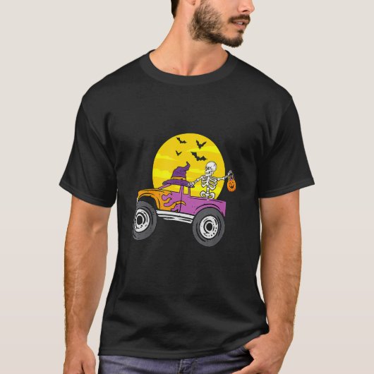 Skeleton Monster Truck Moon Snoep Toddler Boys Hal T-shirt (Voorkant)
