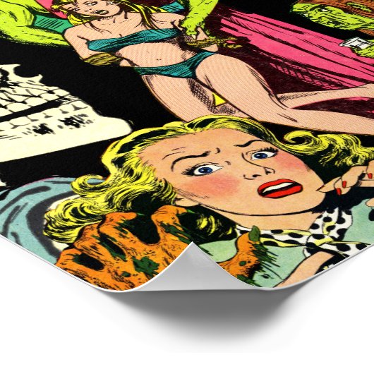 Skeleton Monsters Witch Veranderde Kunsthorror Col Poster (Hoek)