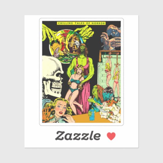 Skeleton Monsters Witch Veranderde Kunsthorror Col Sticker (Vel)