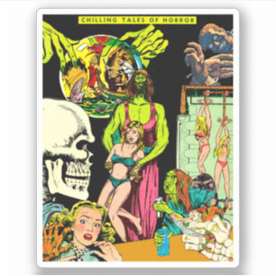 Skeleton Monsters Witch Veranderde Kunsthorror Col Sticker