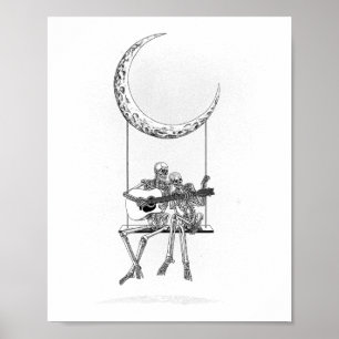 Skeleton Moon Band T - shirts - Rock and Roll Conc Poster