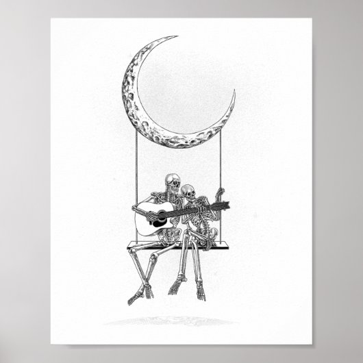Skeleton Moon Band T - shirts - Rock and Roll Conc Poster (Voorkant)