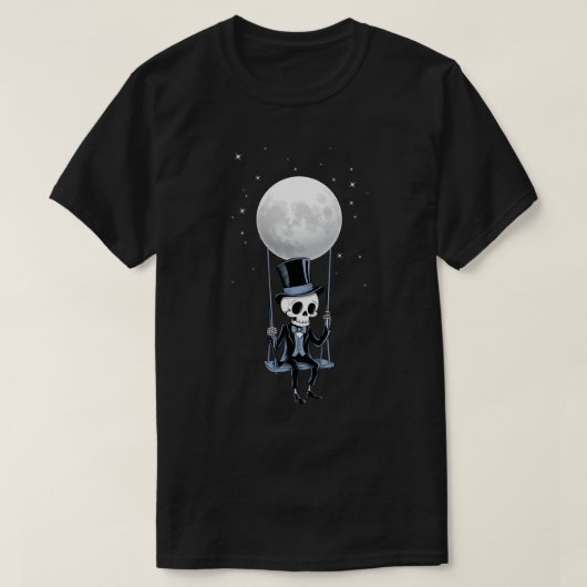 Skeleton Moon Swing Rock and Roll Band Grafisch ge T-shirt (Design voorkant)