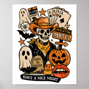 Skeleton Motel Rest in Pieces Have a Nice Night Poster