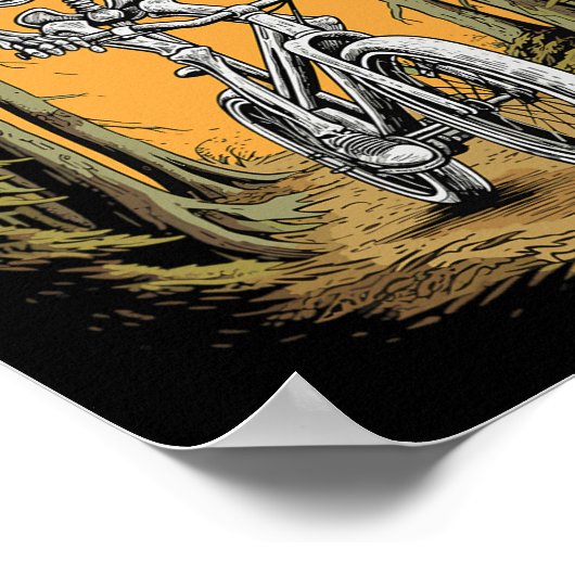 Skeleton Mountainbike Fietser Skeleton Halloween Poster (Hoek)