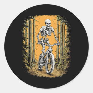 Skeleton Mountainbike Fietser Skeleton Halloween Ronde Sticker