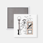 Skeleton Movie Star Celebrity Singing w/ Umbrella Magneet (Voorkant / Achterkant)