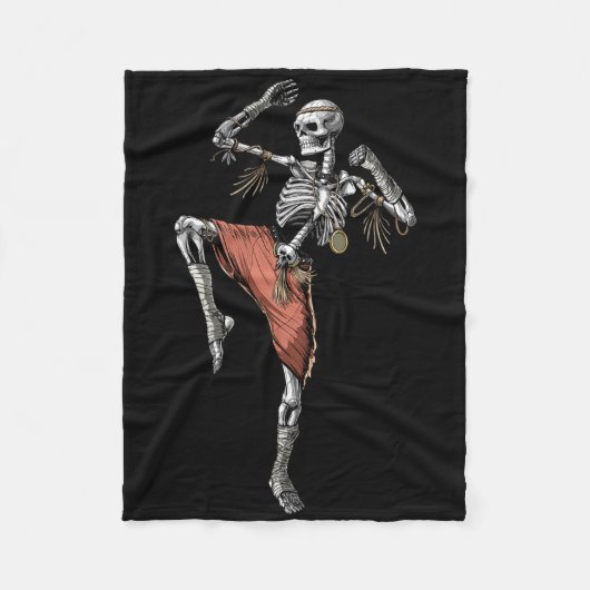 Skeleton Muay Thai Boxing Karate Kickboxing Martia Fleece Deken (Voorkant)