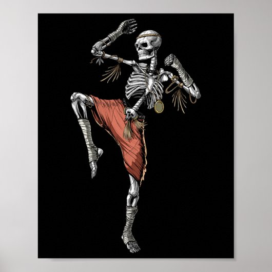 Skeleton Muay Thai Boxing Karate Kickboxing Martia Poster (Voorkant)