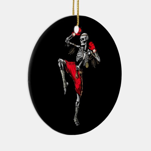 Skeleton Muay Thai Halloween Kickboxing MMA Fighte Keramisch Ornament (Rechts)