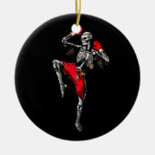 Skeleton Muay Thai Halloween Kickboxing MMA Fighte Keramisch Ornament (Voorkant)