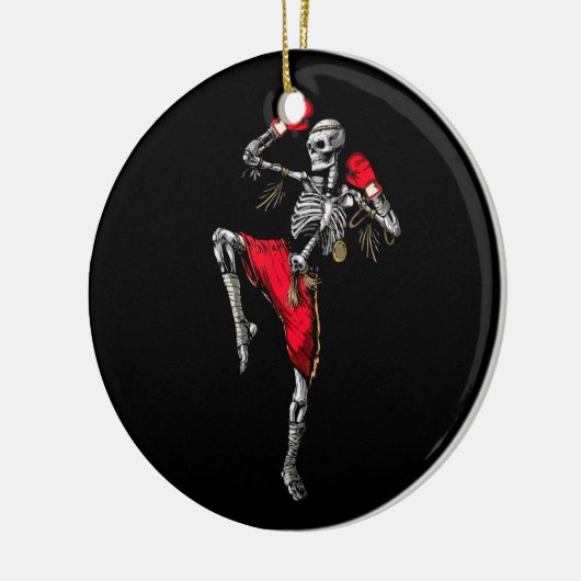 Skeleton Muay Thai Halloween Kickboxing MMA Fighte Keramisch Ornament (Links)