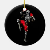 Skeleton Muay Thai Halloween Kickboxing MMA Fighte Keramisch Ornament (Achterkant)