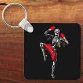 Skeleton Muay Thai Halloween Kickboxing MMA Fighte Sleutelhanger (Voorkant)