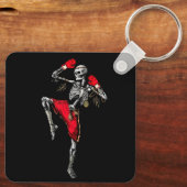 Skeleton Muay Thai Halloween Kickboxing MMA Fighte Sleutelhanger (Achterkant)