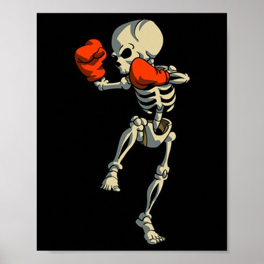 Skeleton Muay Thai Kick Boksen Mma Funny Karate Ha Poster (Voorkant)