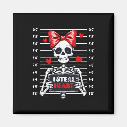 Skeleton Mugshot I Steal Hearts Skeleton Valentijn Magneet (Voorkant)