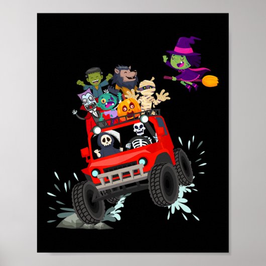 Skeleton Mummy Vampire Zombie Riding Monster Truck Poster (Voorkant)
