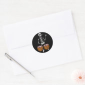 Skeleton Musician Drummer op Kettle Drums Ronde Sticker (Envelop)