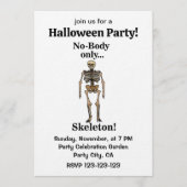 Skeleton No-Body Funny Halloween Party Kaart (Voorkant)