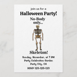 Skeleton No-Body Funny Halloween Party Kaart