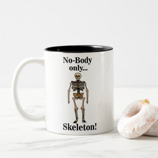 Skeleton No-Body Funny Tweekleurige Koffiemok (Met donut)