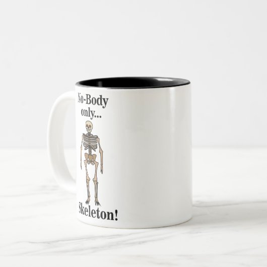 Skeleton No-Body Funny Tweekleurige Koffiemok (Voorkant links)