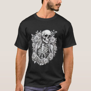 Skeleton omhelst je donkere kant t-shirt