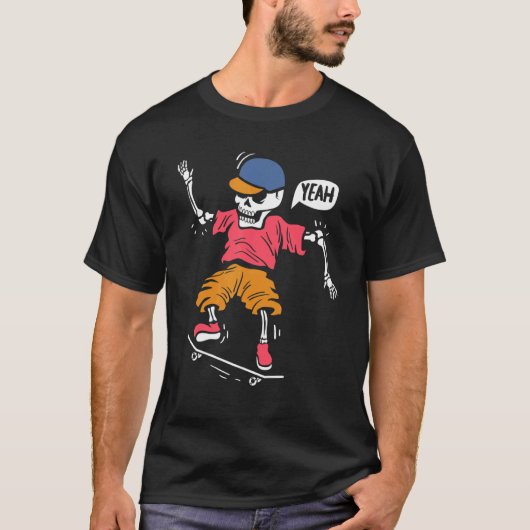 Skeleton on Skateboard Freestyle Skateboarder T-shirt (Voorkant)