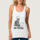 Skeleton op laptop – Blijf gefocust Tanktop (Voorkant)