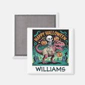 Skeleton op Mummy T-Rex - Spooky Dino Rider Magneet (Voorkant / Achterkant)