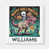 Skeleton op Mummy T-Rex - Spooky Dino Rider Magneet (Voorkant)