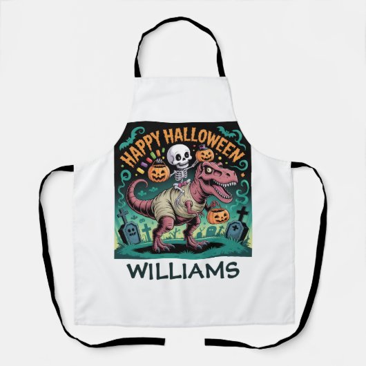 Skeleton op Mummy T-Rex - Spooky Dino Rider Schort (Voorkant)