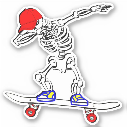 Skeleton op skateboard 4-inch Kiss Cut Vinyl Stick Sticker (Voorkant)