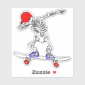 Skeleton op skateboard 4-inch Kiss Cut Vinyl Stick Sticker (Vel)