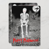 Skeleton op uitnodiging van Gravestone Halloween P (Voorkant / Achterkant)