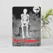Skeleton op uitnodiging van Gravestone Halloween P (Staand voorkant)