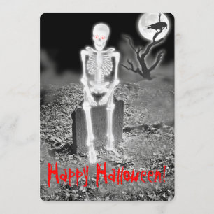 Skeleton op uitnodiging van Gravestone Halloween P