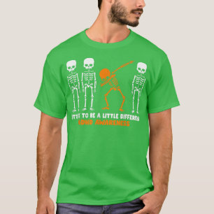 Skeleton Oranje Lint ADHD-bewustzijn Halloween T-shirt