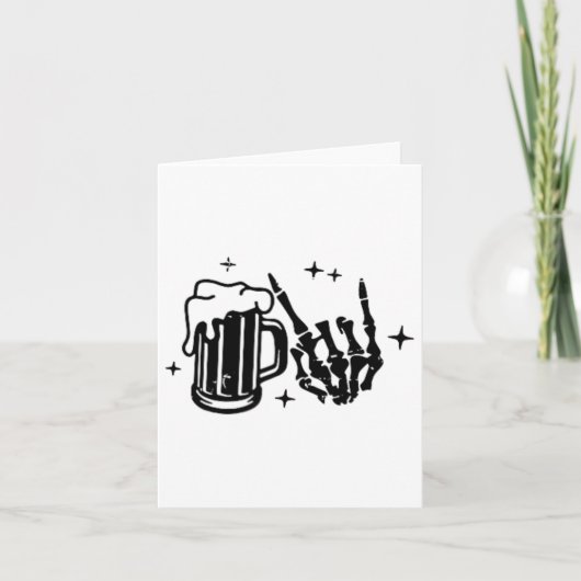 Skeleton overleeft vaderschap één biertje per keer kaart (Voorkant)