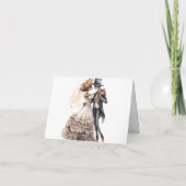 Skeleton paar gevouwen bruiloft bedankkaart feestdagen kaart (Achterkant)