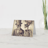 Skeleton paar gevouwen bruiloft bedankkaart feestdagen kaart (Voorkant)