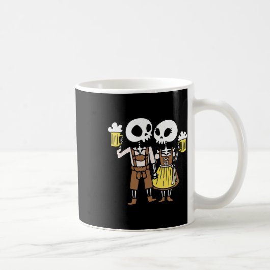 Skeleton Paar Juichend Bier Halloween Koffiemok (Rechts)