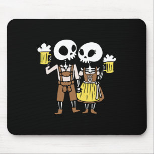 Skeleton Paar Juichend Bier Halloween Muismat