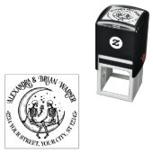 Skeleton Paar op Halve Maan Naam RET Adres Zelfinktende Stempel (In situ)